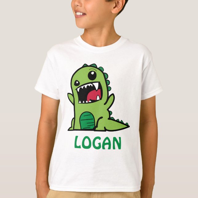 Personalisierter Dinosaurier Roar mit Namen T-Shirt (Vorderseite)