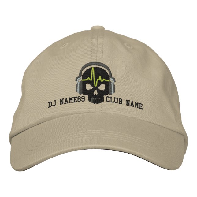 Personalisierter DJ Skull Your Name Club Stickerei Bestickte Kappe (Vorderseite)