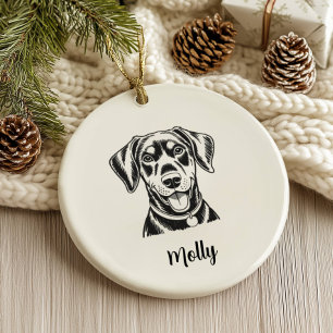 Personalisierter Dobermann-Hund Weihnachten Keramik Ornament