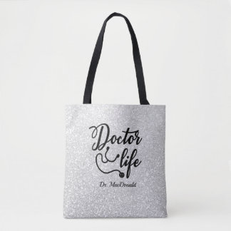 Personalisierter Doctor Life Gray Glitzer Tote Bag Tasche