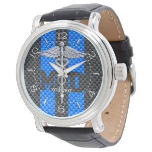 Personalisierter Doctor MD Caduceus Carbon Streife Armbanduhr