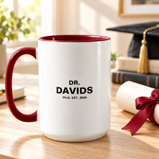 Personalisierter Doktor Name & Jahr PhD Abschluss Tasse