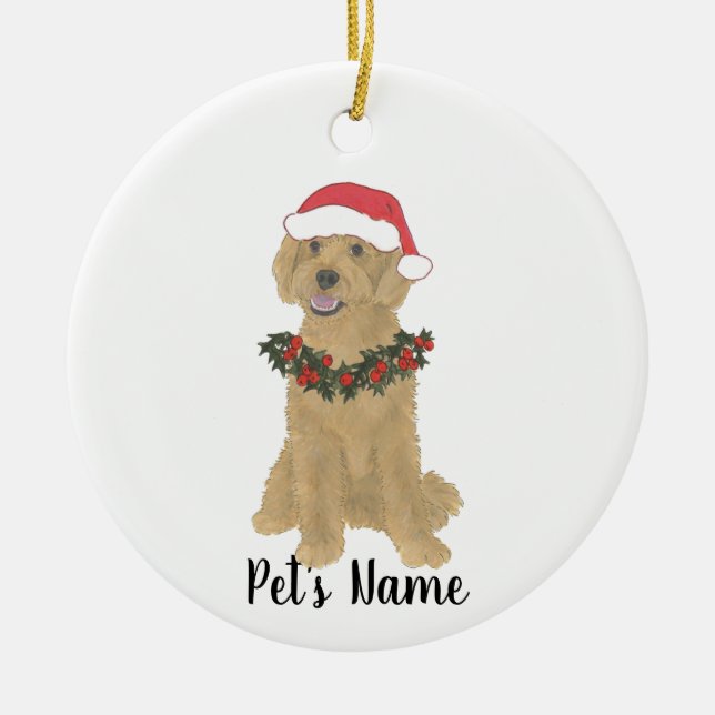 Personalisierter Doodle (Goldener Roter Aprikose)  Keramik Ornament (Vorne)