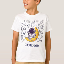 Personalisierter Doodle-Weltraum-Planeten-Back-to- T-Shirt