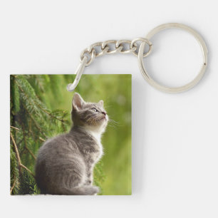 Personalisierter Doppelseitige Kitty Cat Pet Schl Schlüsselanhänger