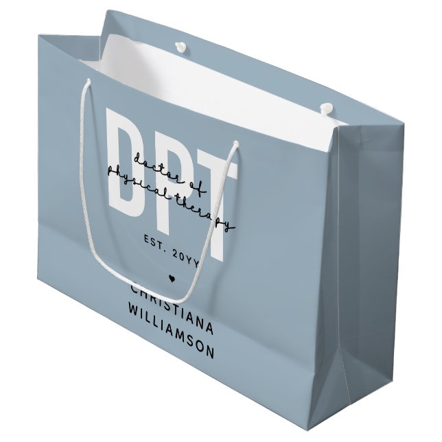 Personalisierter DPT Arzt für Physikalische Therap Große Geschenktüte (Vorderseite Schrägansicht)