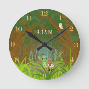 Personalisierter Drache und Freund Runde Wanduhr