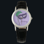 Personalisierter Drama Club Masquera Armbanduhr<br><div class="desc">Watch enthält eine originale Marker-Abbildung einer lila Maskenmaske. Personalisieren Sie einfach mit Ihrem Namen.</div>
