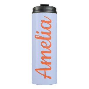 Personalisierter Drehbuchname Lavendel-Hochzeitsgu Thermosbecher