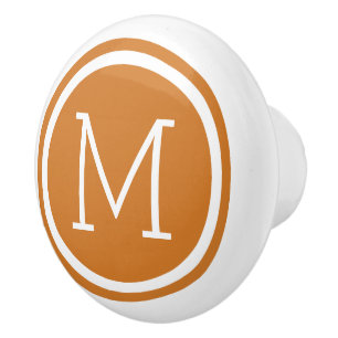 Personalisierter Drehknopf für Orange Monogramm Keramikknauf