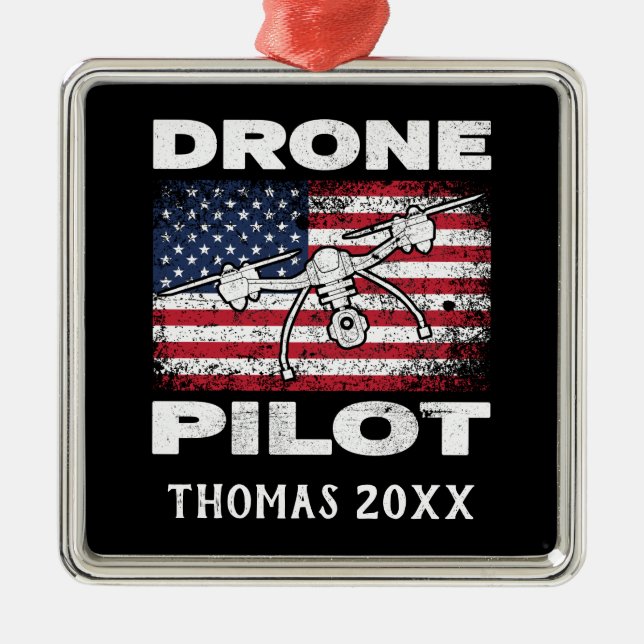Personalisierter Drohnenpilot, Multirotor-Quadcopt Ornament Aus Metall (Vorne)