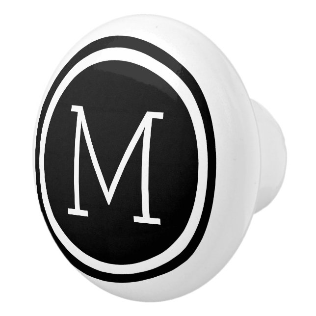 Personalisierter Druckknopf für Schwarzes Monogram Keramikknauf (Rechts)