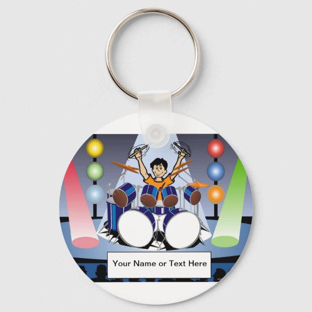Personalisierter Drummer - Männlicher Cartoon Schlüsselanhänger (Vorderseite)
