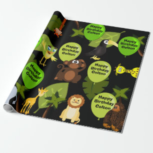 Personalisierter Dschungel-Geburtstag Geschenkpapier