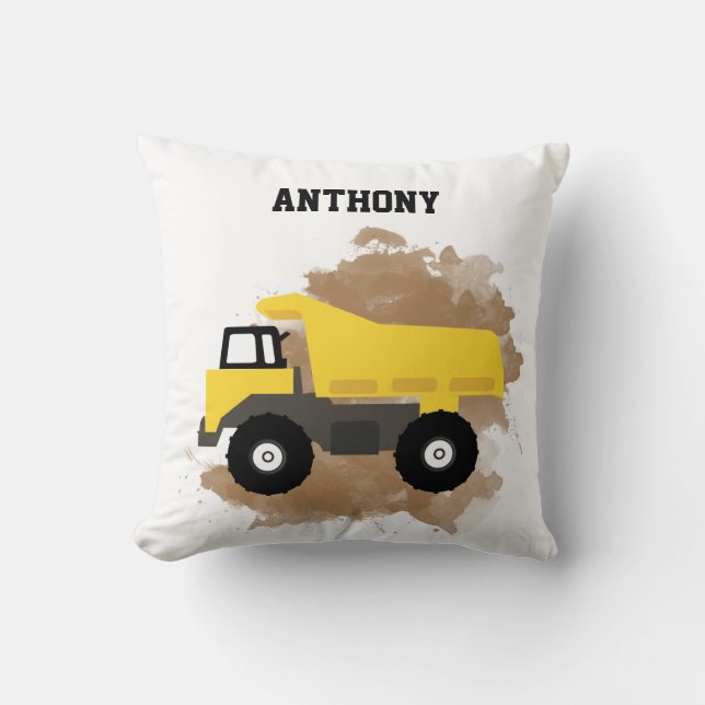 Personalisierter Dump Truck Konstruktionsschlamm Kissen (Vorderseite)