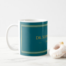 Personalisierter dunkel-türkisfarbener Gold-Name-L Kaffeetasse