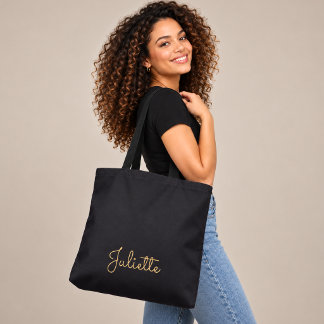 Personalisierter dunkler Luxus-Gold-Schriftname Tasche