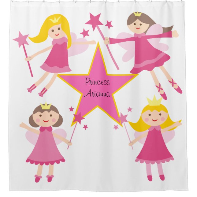 Personalisierter Duschvorhang für Princess Girls (Vorderseite)