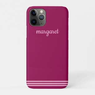 Personalisierter Dusky-Maroon mit rosa Streifen Case-Mate iPhone Hülle