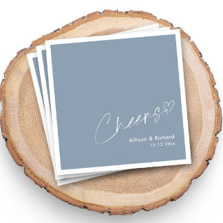 Personalisierter Dusty Blue Ches: Hochzeitstorch Serviette