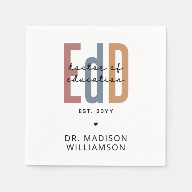 Personalisierter EdD-Doktor des Abschlusses Bildun Serviette (Vorderseite)
