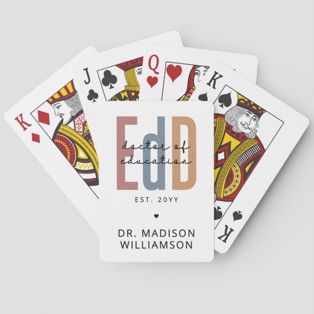 Personalisierter EdD-Doktor des Abschlusses Bildun Spielkarten (Rückseite)