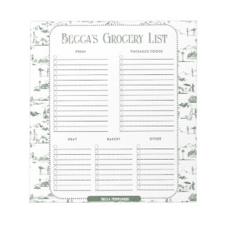 Personalisierter Editor für grüne Toile-Lebensmitt Notizblock