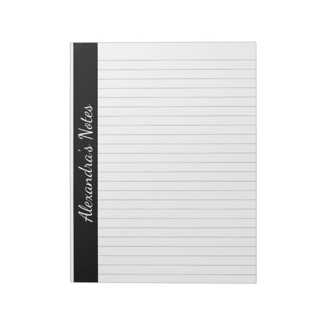 Personalisierter Editor für Schwarz-Grau 8.5 x 11- Notizblock (Rotiert)