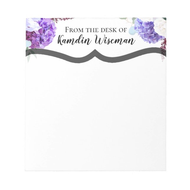 Personalisierter Editor-Lavendel-Hibisken auf Weiß Notizblock (Vorderseite)