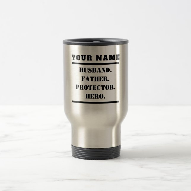 Personalisierter Ehemann Vater Protector Hero Reisebecher (Mittel)