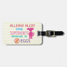 Personalisierter Ei-Allergiesuperhero-Alarm Gepäckanhänger