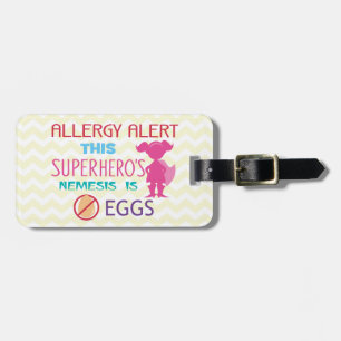Personalisierter Ei-Allergiesuperhero-Alarm Gepäckanhänger