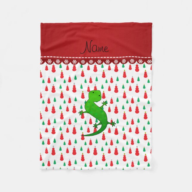 Personalisierter Eidechsenschneemann Fleecedecke (Vorderseite)