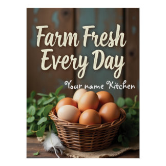 Personalisierter Eierkorb rustikales Zeichen Poster
