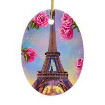 Personalisierter Eiffelturm Rosa Rose Weihnachten