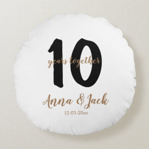 personalisierter einfacher 10-jähriger Hochzeitsta Rundes Kissen