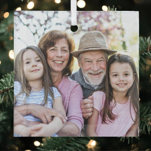 Personalisierter einfacher Familienfoto-Weihnachte Ornament Aus Glas