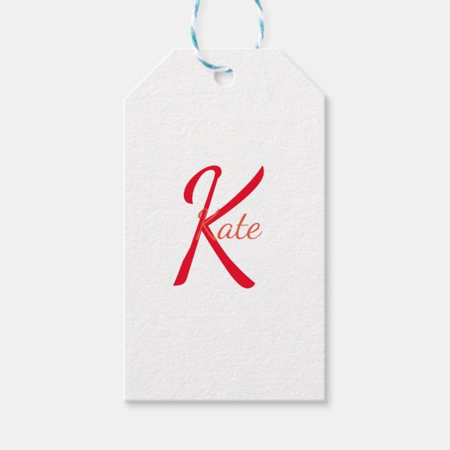 personalisierter einfacher Name in Monogramm Geschenkanhänger (Vorderseite)