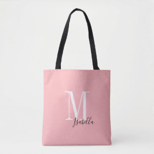 Personalisierter einfacher Name und Monogramm rosa Tasche