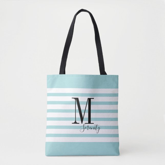 Personalisierter einfacher Name und monogramm Stra Tasche (Vorderseite)