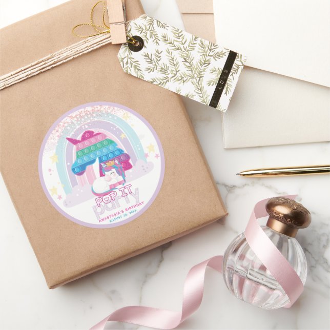 Personalisierter Einhorn-Pop Es Girl Runder Aufkleber (Schenken)