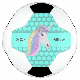 Personalisierter Einhorn-Regenbogen Türkis-Fußba Fußball