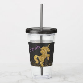 Personalisierter Einhorncup mit Stroh Acryltrinkbecher