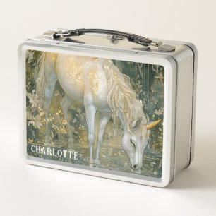 Personalisierter Einhornwald Metall Brotdose