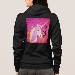 Personalisierter Einicorn Rosa Glitzer Hoodie