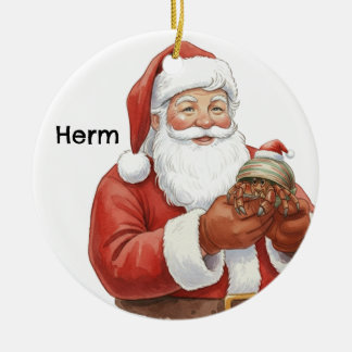Personalisierter Einsiedlerkrebs mit Santa Keramik Ornament