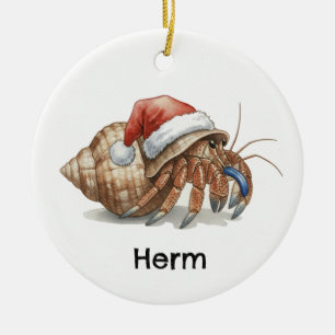 Personalisierter Einsiedlerkrebs zu Weihnachten Keramik Ornament