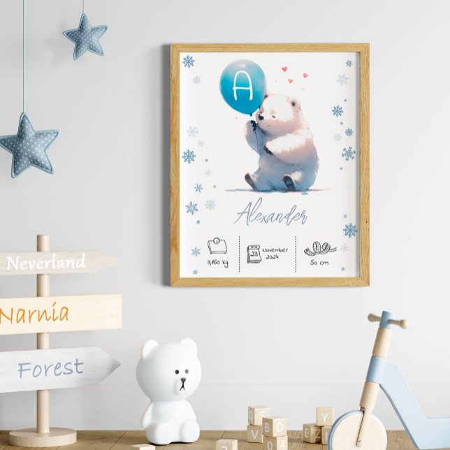 Personalisierter Eisbär mit Balloons-Kinderzimmer Poster (Von Creator hochgeladen)