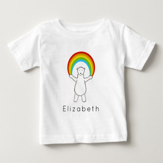 Personalisierter Eisbär und Regenbogen-T - Shirt (Vorderseite)