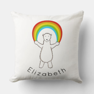 Personalisierter Eisbär und Regenbogenkissen Kissen